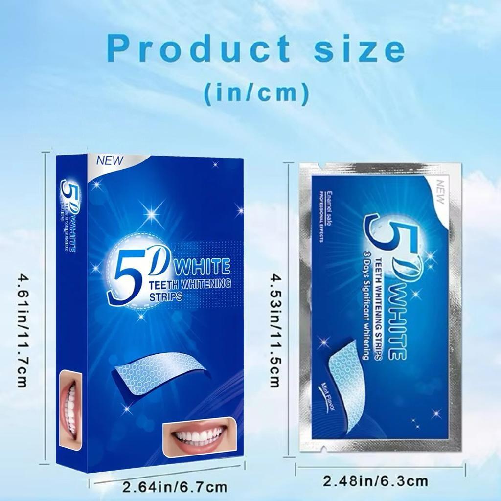 21 Pairs 5D Teeth Whitening Strips, Mint Flavor, 8% Pap, Fresh Breath, Single Item, Gel Form, Fda Registered, Made in China