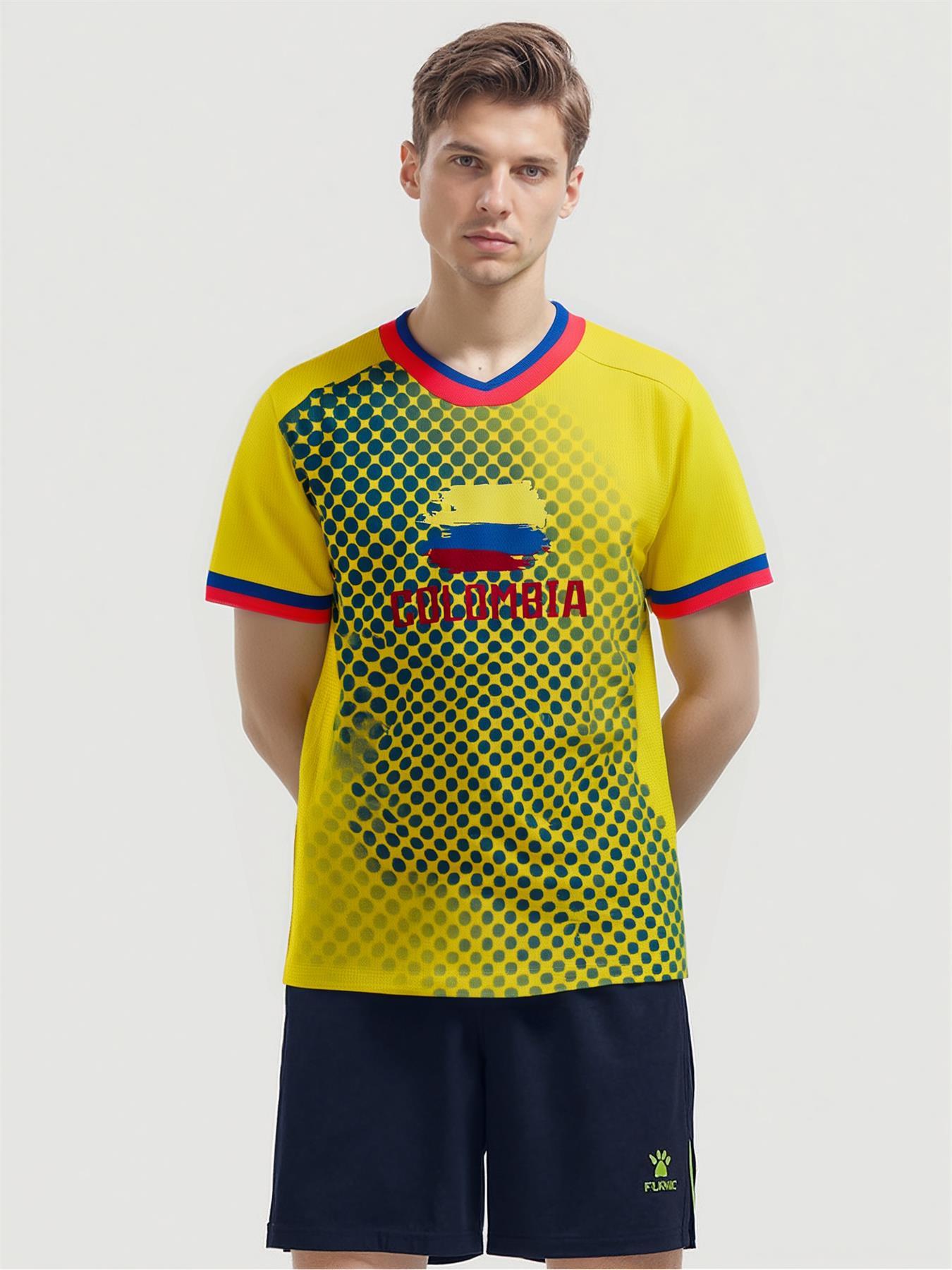 Colombia Football Jersey Men's Breathable Soccer Shirt Colombia National Team Fan Training Uniform