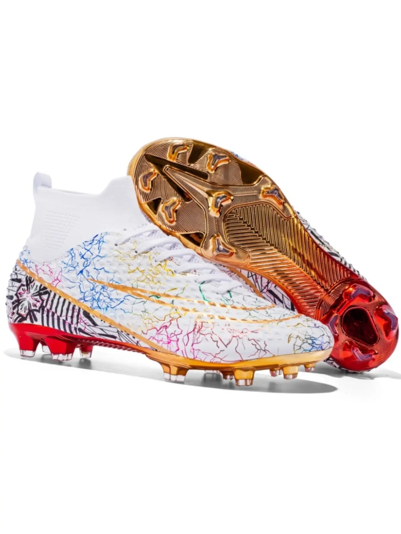 New High-Top Seamless Soccer Shoes for Men and Women, Anti-Slip Durable Outdoor Grass Football Boots, Super Grip and Support, Fashionable and Stylish, Speed Cleats, Sports Football Shoes