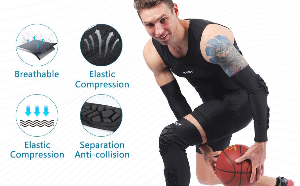 【HolidayHaul】TUOY Elbow Pads Padded Elbow Arm Protection Football Elbow Padding - Youth/Adult Size (1 Pair) Sports Sleeves Volleyball Gear