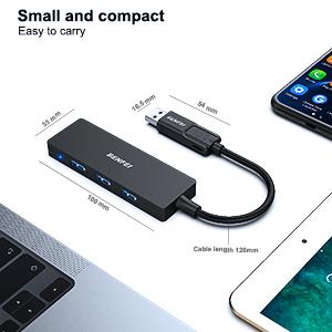 BENFEI USB 3.0 Hub, 4 Ports USB Splitter Ultra-Slim for Mouse, Keyboard, Flash Drive, U Disk, Printer for Laptop, PC, Xbox, PS5, and More