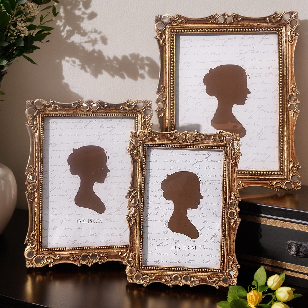 Vintage Resin Photo Frame, European Elegant Floral Design, Hand-Painted Home Decor, Ideal for Photo Display and Photography Props