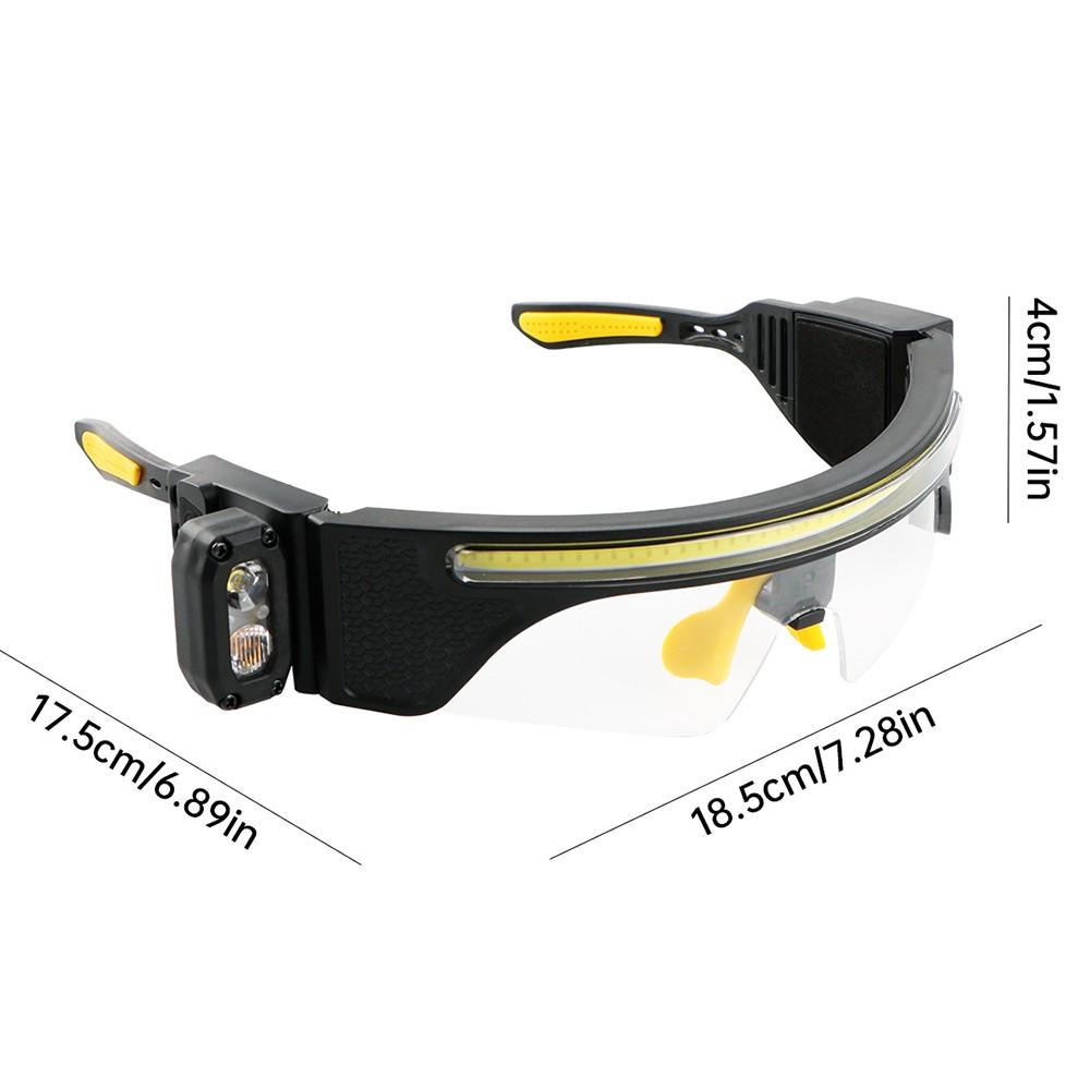 1PC LED Rechargeable Headlight Glasses With 3 color lenses– Motion Sensor & Touch Control 8 Modes, USB-C Light Up Eyewear Waterproof for Running Camping Fishing Cycling Hiking Outdoor Sports Glasses