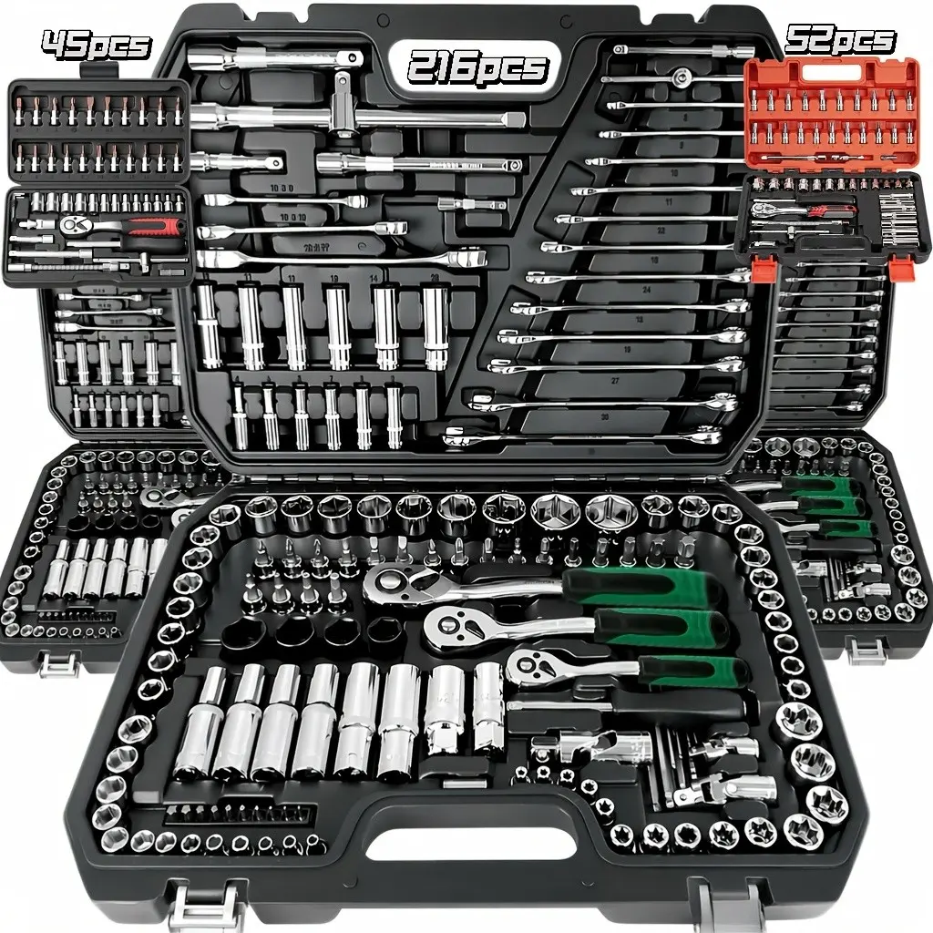 45/52/216pcs Professional Tool Set, Multi-functional Toolbox, Portable Design, For Home And Car Repair, A Tool Set For Enthusiasts And Professionals, A Gift For Friends, Local Shipping