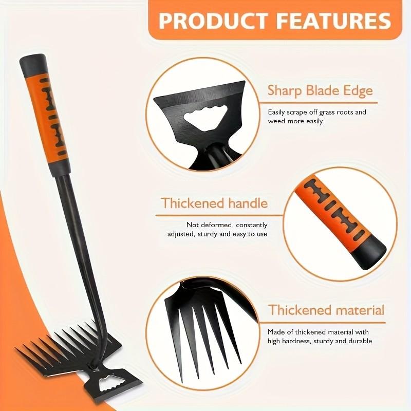 Weed Removal Tool, Garden Hoe for Soil Aeration, Dandelion Control Spade, Manganese Steel Weeding Rake, Essential Gardening Equipment