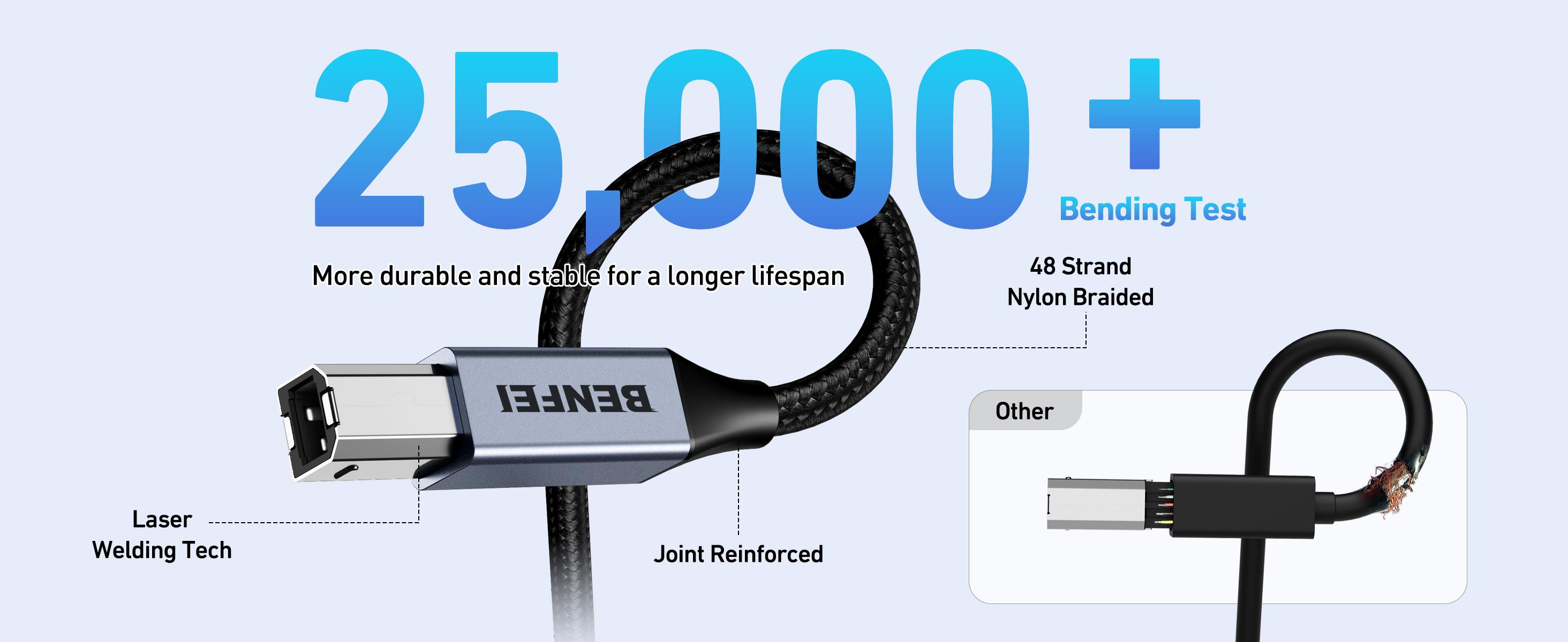 BENFEI USB B to USB C Printer Cable 6.6ft, Nylon Braided, Premium Aluminium Alloy Case Compatible for MacBook Pro, HP, Epson, Canon, Brother, Lexmark, Xerox Printers and Scanner BENFEI USB B to USB C Printer Cable 6.6ft, Nylon Braided, Premium Aluminium Alloy Case Compatible for MacBook Pro, HP, Epson, Canon, Brother, Lexmark, Xerox Printers and Scanner