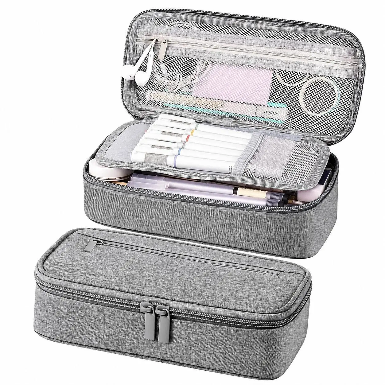 Large Capacity Pencil Case - Pencil Pouch for Elementary-Middle School Students, Durable Polyester Organizer with Multiple Compartments, Smooth Zippers, Lightweight Design for School Supplies, Art Materials