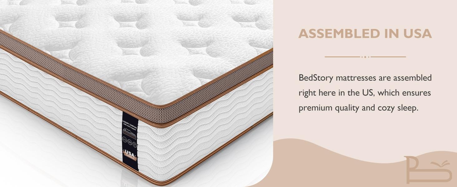 BedStory Full Queen King Mattress - 14'' Hybrid Mattress - Gel Memory Foam & Pocket Springs for Pressure Relief, peaceful sleep