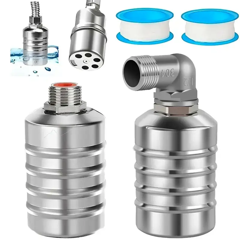 2-Pack Automatic Water Level Float Valve, 304 Stainless Steel Auto Shut-Off Ball Valve, 1/2 to 3/4 Inch Mini Level Controller for Water Tanks, Pools, Livestock Troughs and Towers