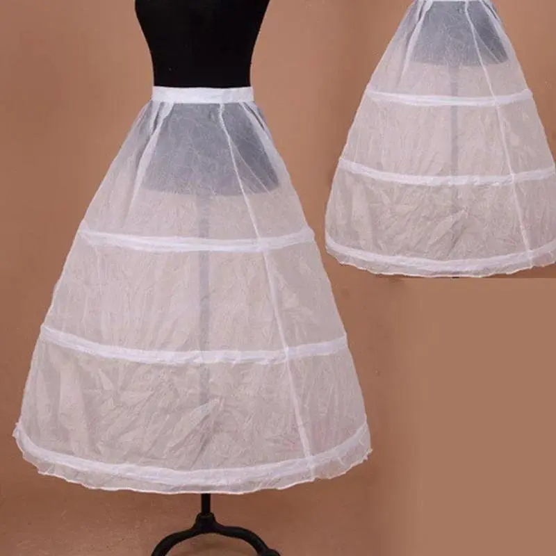 Women's Petticoat 3 Hoops White Underskirt Wedding Accessories