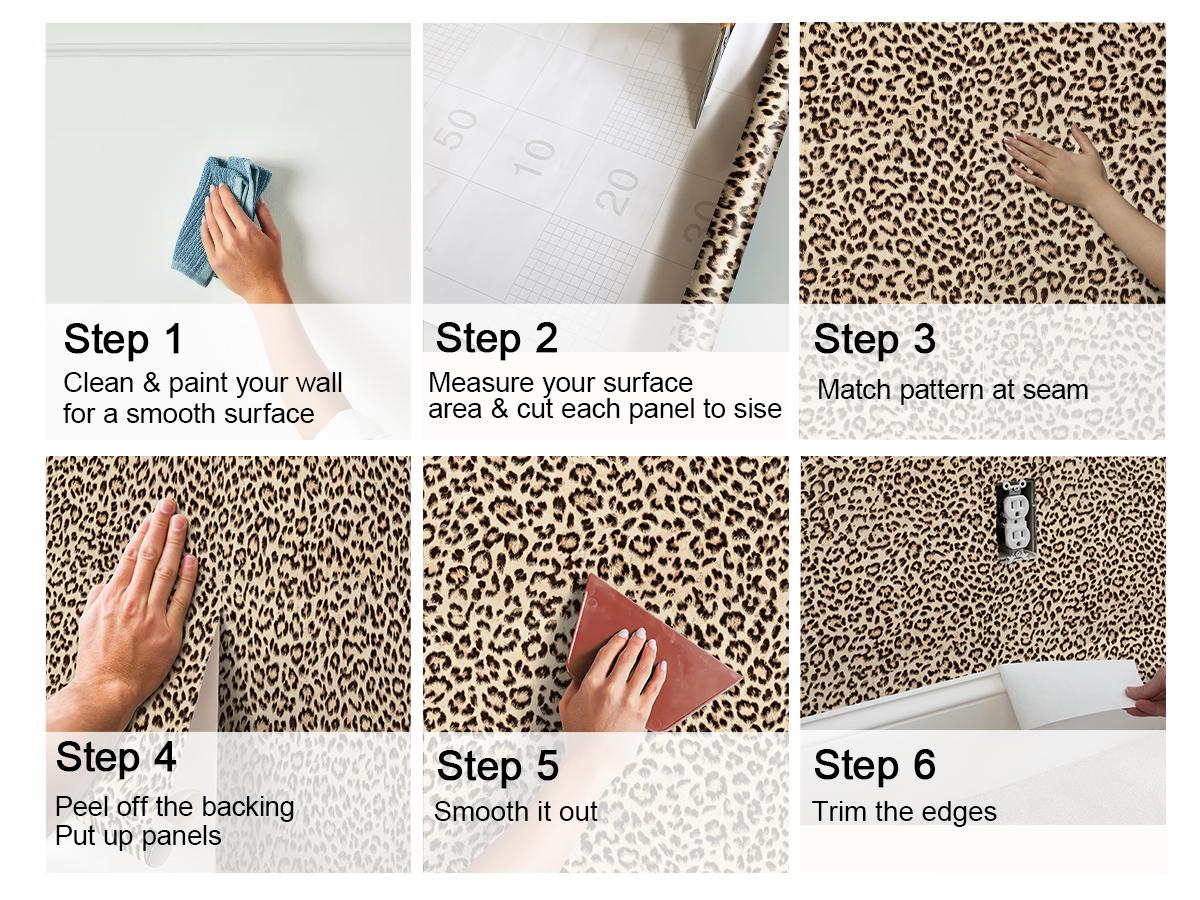 JIFFDIFF Leopard Print Peel and Stick Wallpaper Removable Cheetah Contact Paper Self Adhesive Brown Wall Paper for Accent Wall Renter Friendly Decor Waterproof Removable Wall Sticker
