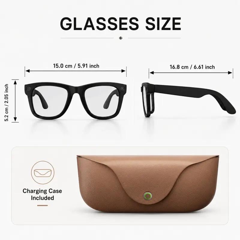 2026 MT5 ultraAI smart glasses equipped with 2000mAh charging case, 8MP high-definition camera, real-time language translation, 2-in-1 replacement lenses, wireless Bluetooth communication, music 1080P, photography and video recording, suitable for both me