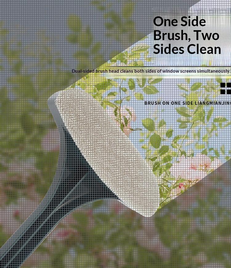 Household Cleaning Tool, Ideal for Christmas and Valentine's Day, Window Cleaning Brush, Cleaning Supplies, 2-in-1 Double-Sided Window Screen Cleaning Brush and Glass Wiper with Scraper, Long Handle, Dual-Use for Wet and Dry Cleaning.