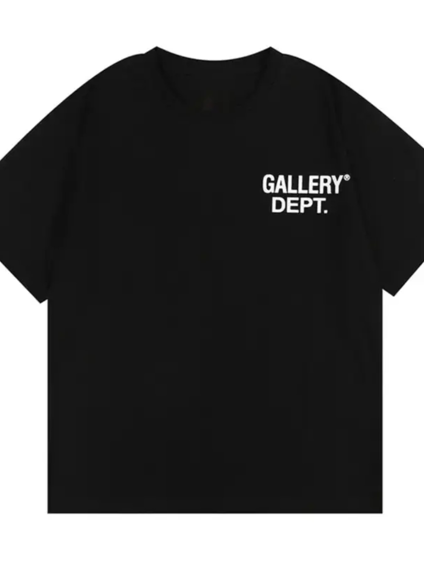 Gallery Dept. Letter Print Short Sleeve T-Shirt, High Street Fashion, Left Chest Simple Logo Design, Men's Daily Wear