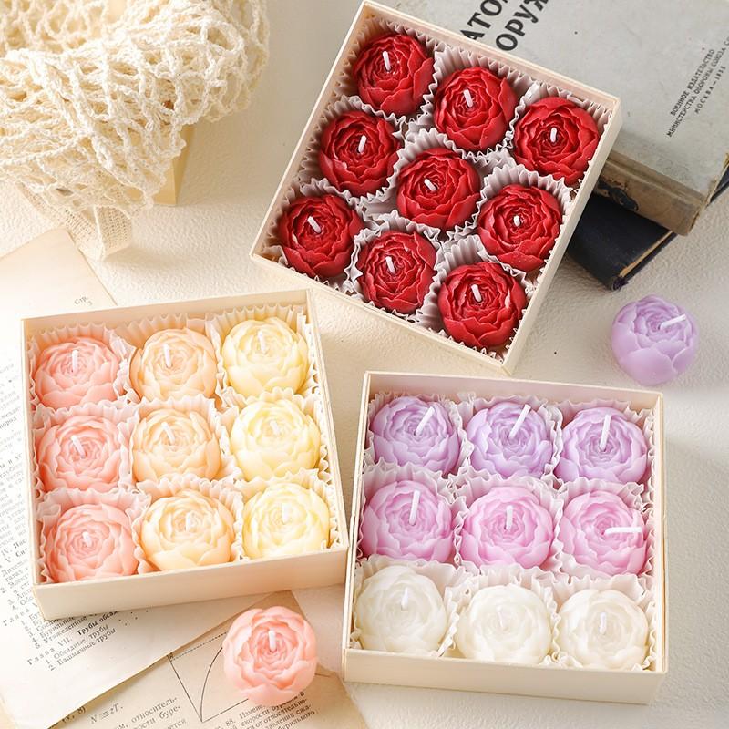 9 Pcs Rose Aromatherapy Candles Gift Box, Romantic Scents for Bedroom, Party, Spa, Home Relaxation, Wedding Decor, Holiday Gifts