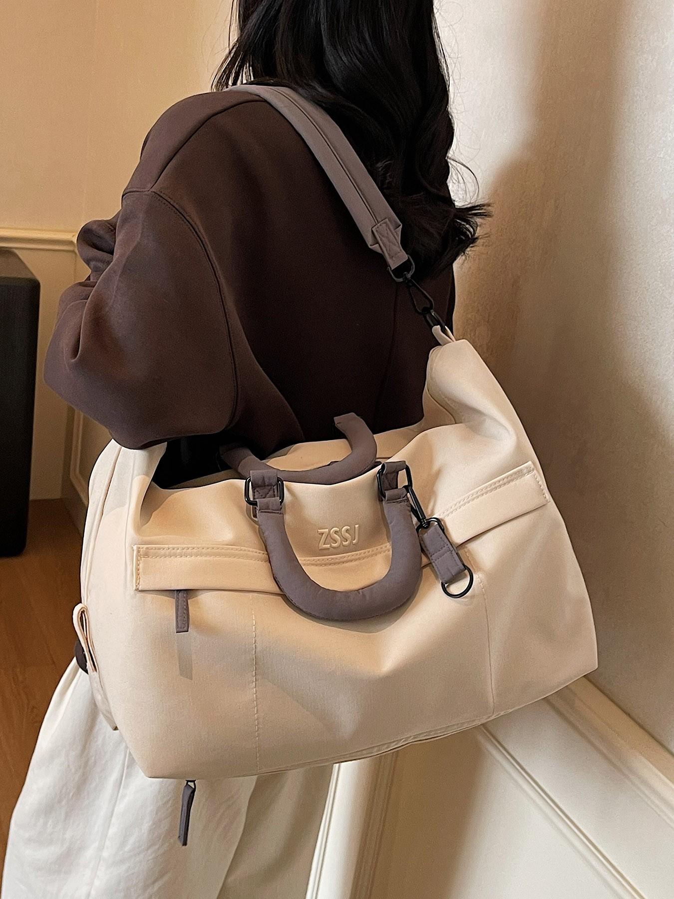 Cylindrical tote bag, Casual crossbody bag, a large capacity storage bag suitable for short trips, can be worn as a fitness bag cross body, durable and lightweight sports training and travel bag with multiple compartments for easy organization