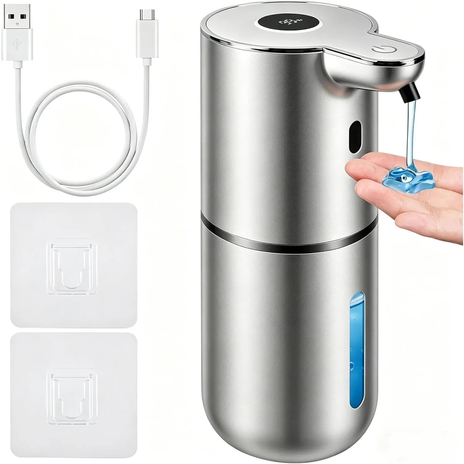 Automatic Soap Dispenser, Hand Soap Dispenser 12.8oz/380ml Smart Rechargeable, Liquid Soap Dispensers with 6-Level Touchless, Wall Mounted or Countertop Dish Soap Dispensing for Bathroom & Kitchen
