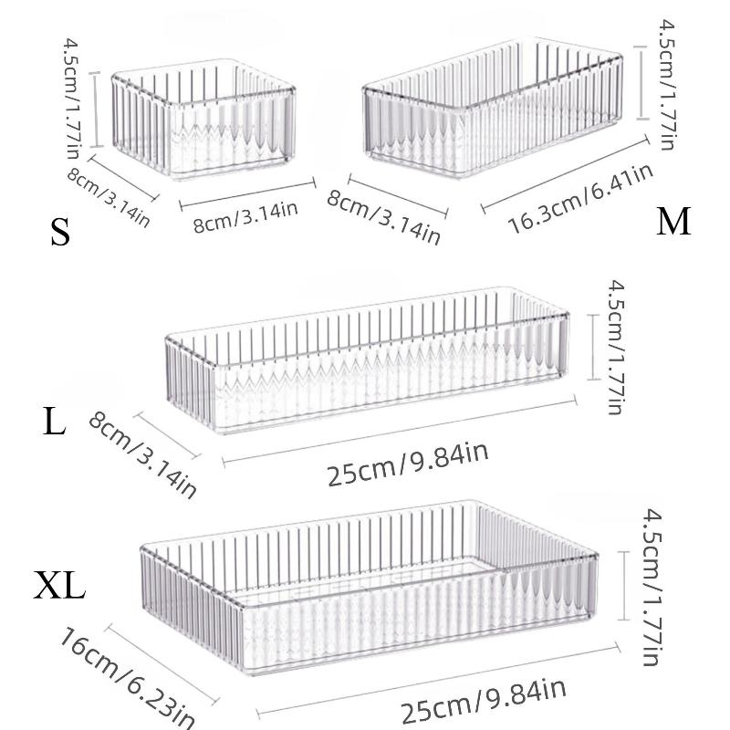 Stackable Acrylic Drawer Organizer - Adjustable Divider Trays for Cosmetics, Modular Makeup Storage Box