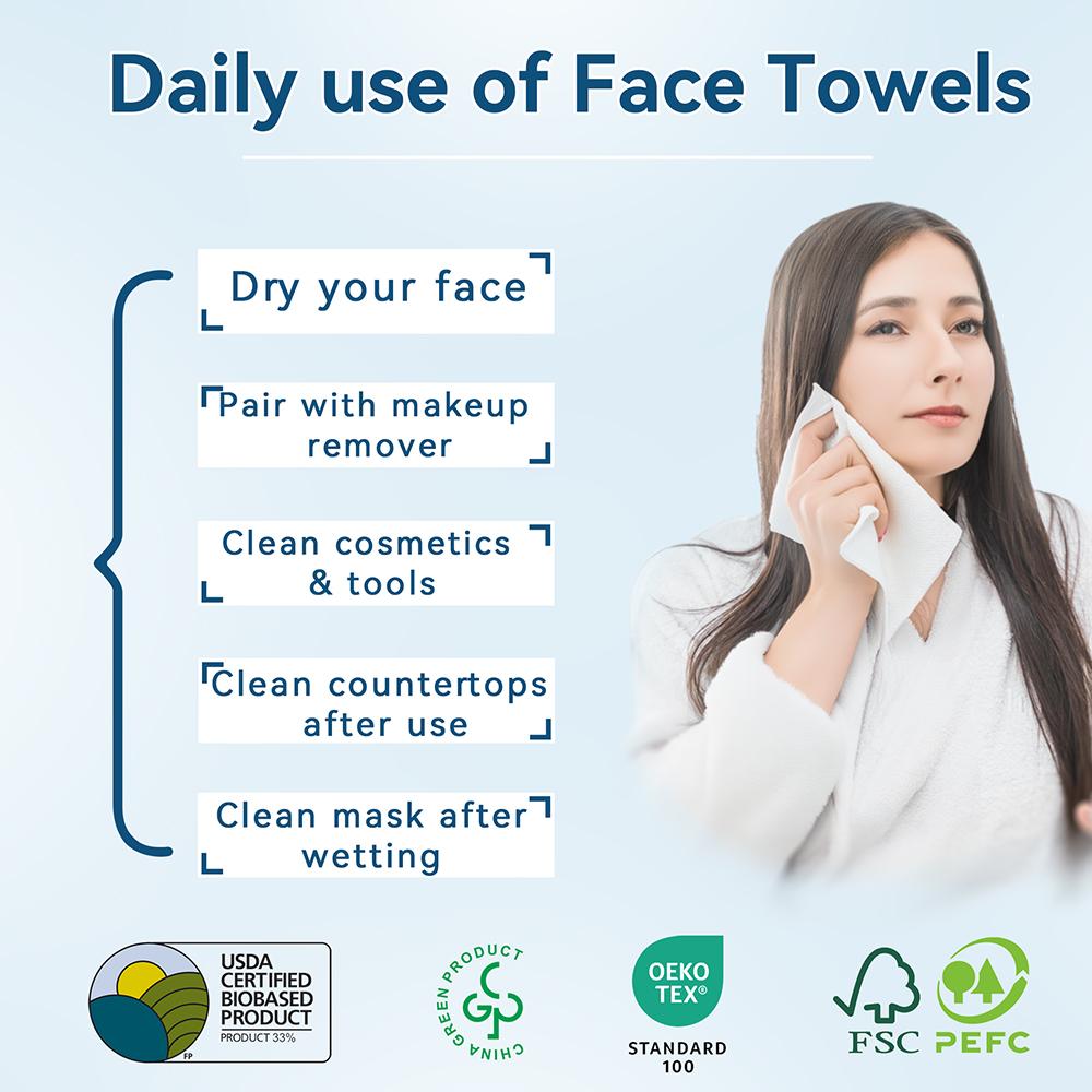 60pic Disposable Face Towel, Soft and Gentle Disposable Face Towel, Portable Face Towel for Home Bathroom Outdoor Travel Skincare