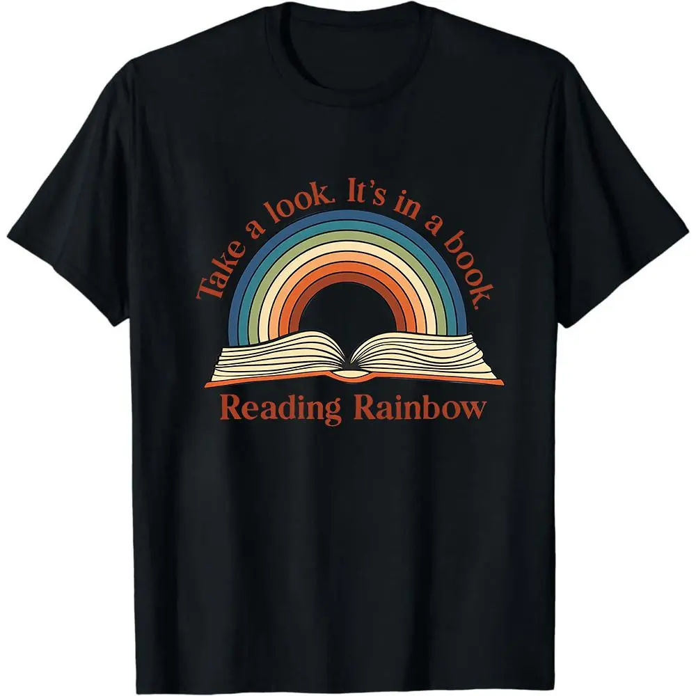 Take a Look it's in a Book Shirt, Retro Reading Shirt, Rainbow Books Shirt, Gift for Book Lover, Reading Shirt, Teacher Shirt, Library Shirt