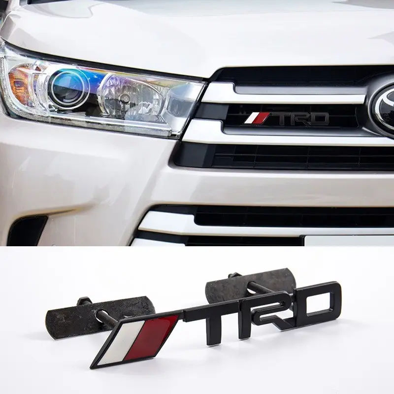 Trd Logo Car Front Grille Emblem for Toyota Models, Decorative Stickers for Corolla, Camry, Rav4, Yaris, Highlander, Prius, Hilux