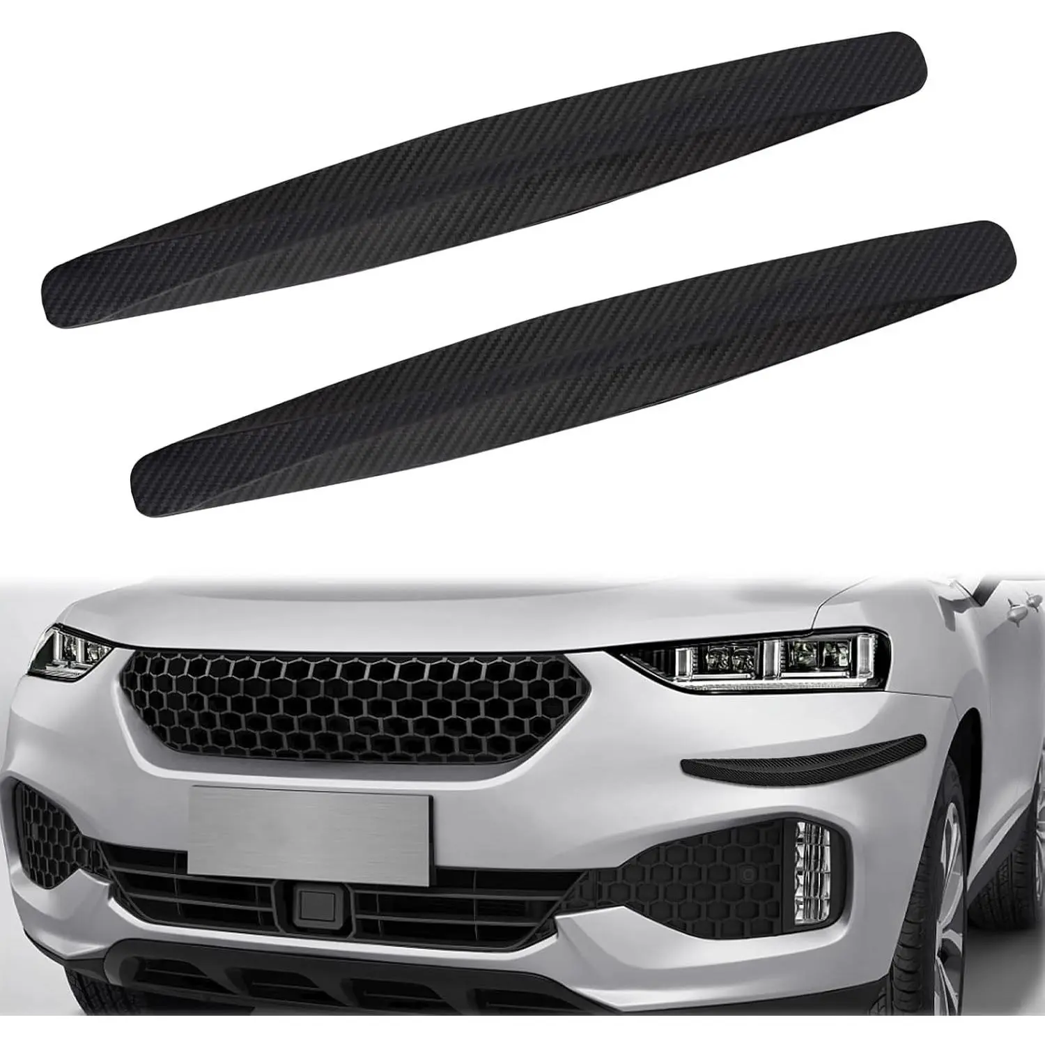 2 PCS Black Car Front Bumper Anti-Scratch Guard Decorative Strip for Cars SUV Pickup Truck