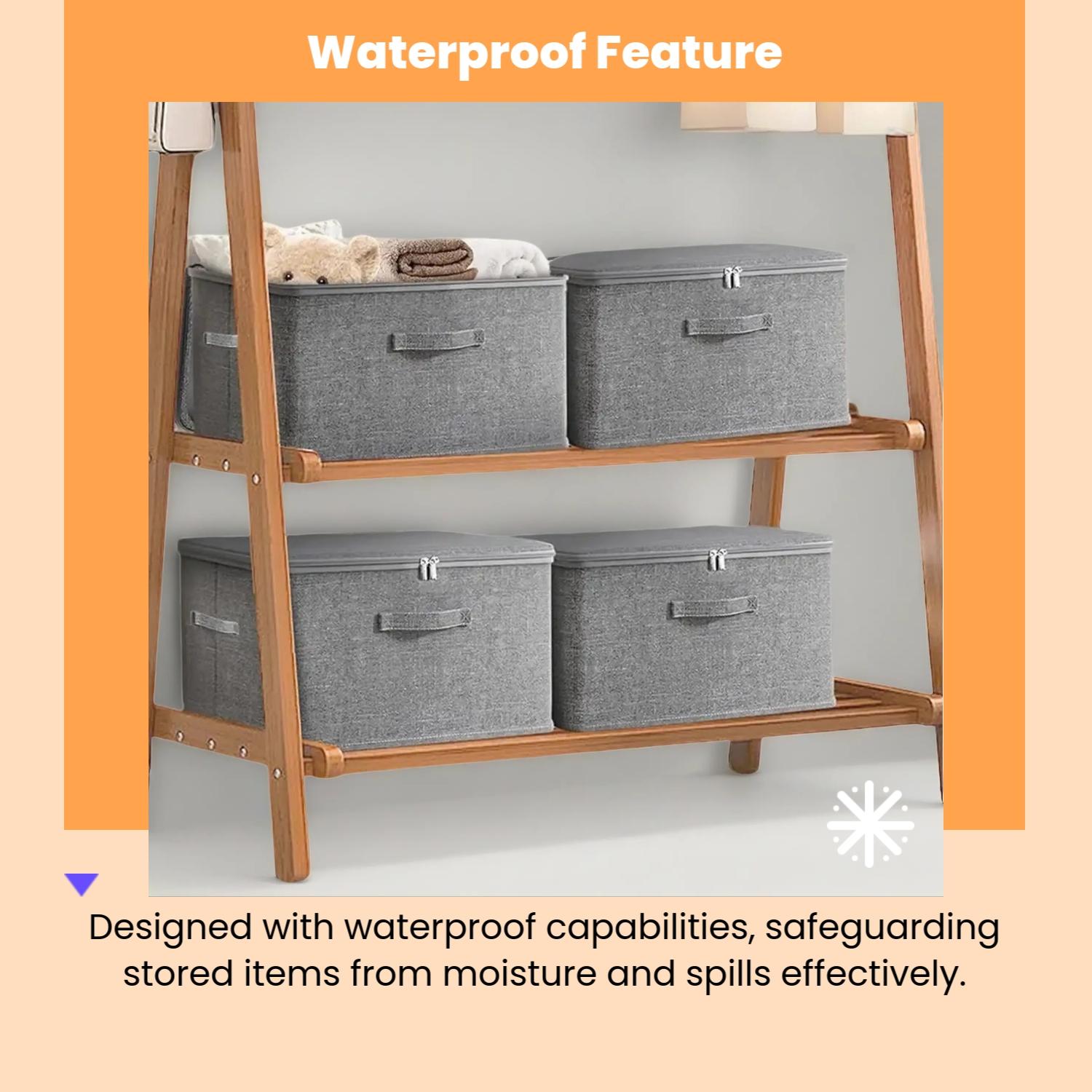 Large Foldable Storage Container, Ion Fabric, Dual Zipper Handles, Waterproof Design, Ideal for Closet, Bedroom, Kitchen, Books, Folding Storage Box