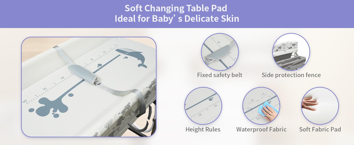 2 In 1 Safety Collapsible Baby Bathtub With Changing Table,Waterproof Diaper Changing Station Portable Travel Cute Care Baby Tub,Adjustable Height Nursery Organizer With Storage Racks For Newborn Infant Toddler Mom