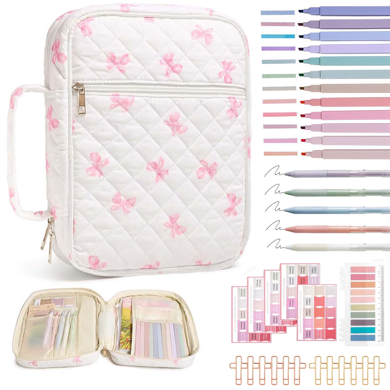 Bible Cover Case for Women Large Bible Cover with Durable Handle Quilted Bible Carrying Case for Girls Bible Study Supplies Accessories, Mother Day, Christmas Christian Gifts for Women