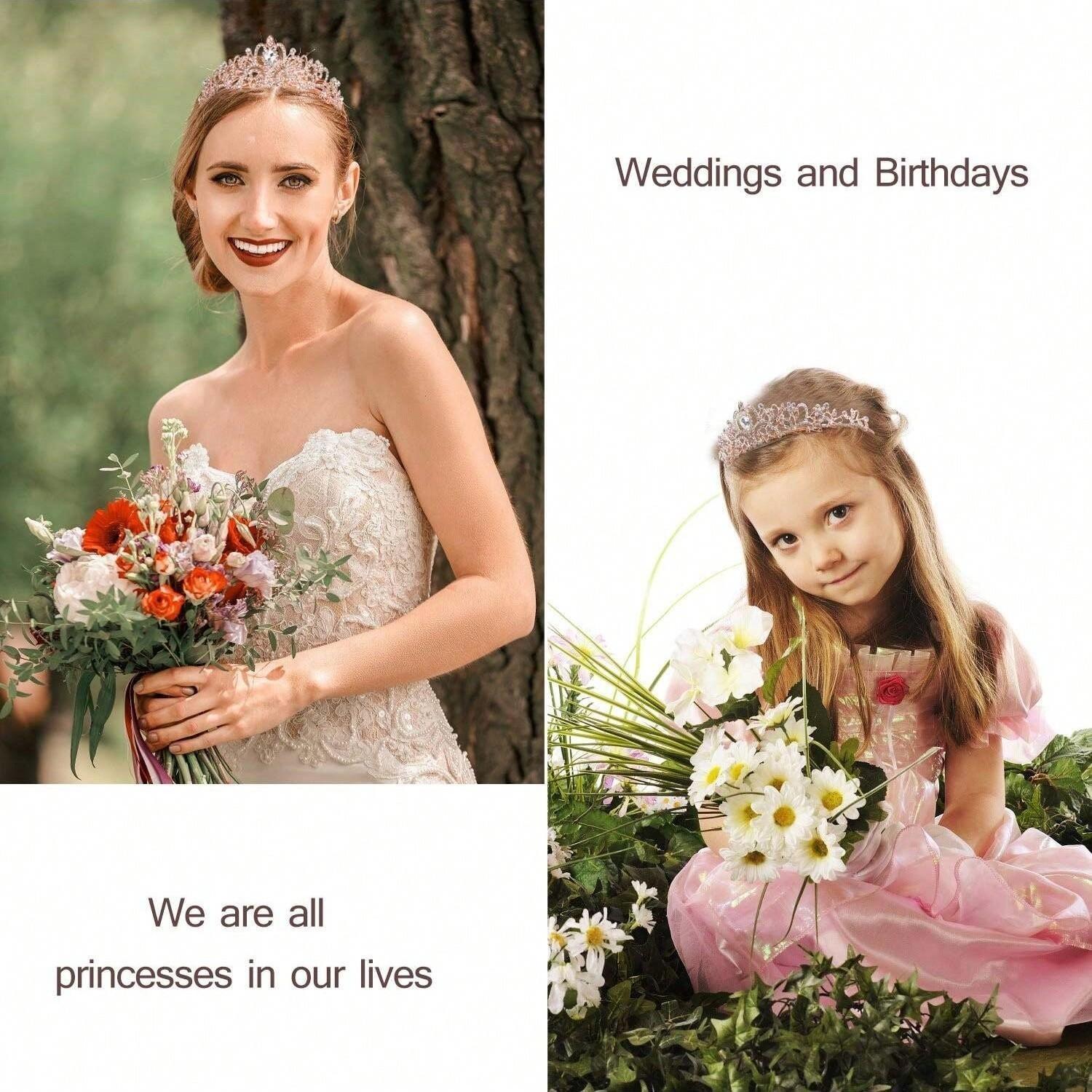 Rose Gold Birthday Crown Set for Girls, Party Accessories, Women's Belt & Headband, Perfect Gift for Birthdays, Stylish Hair Accessory