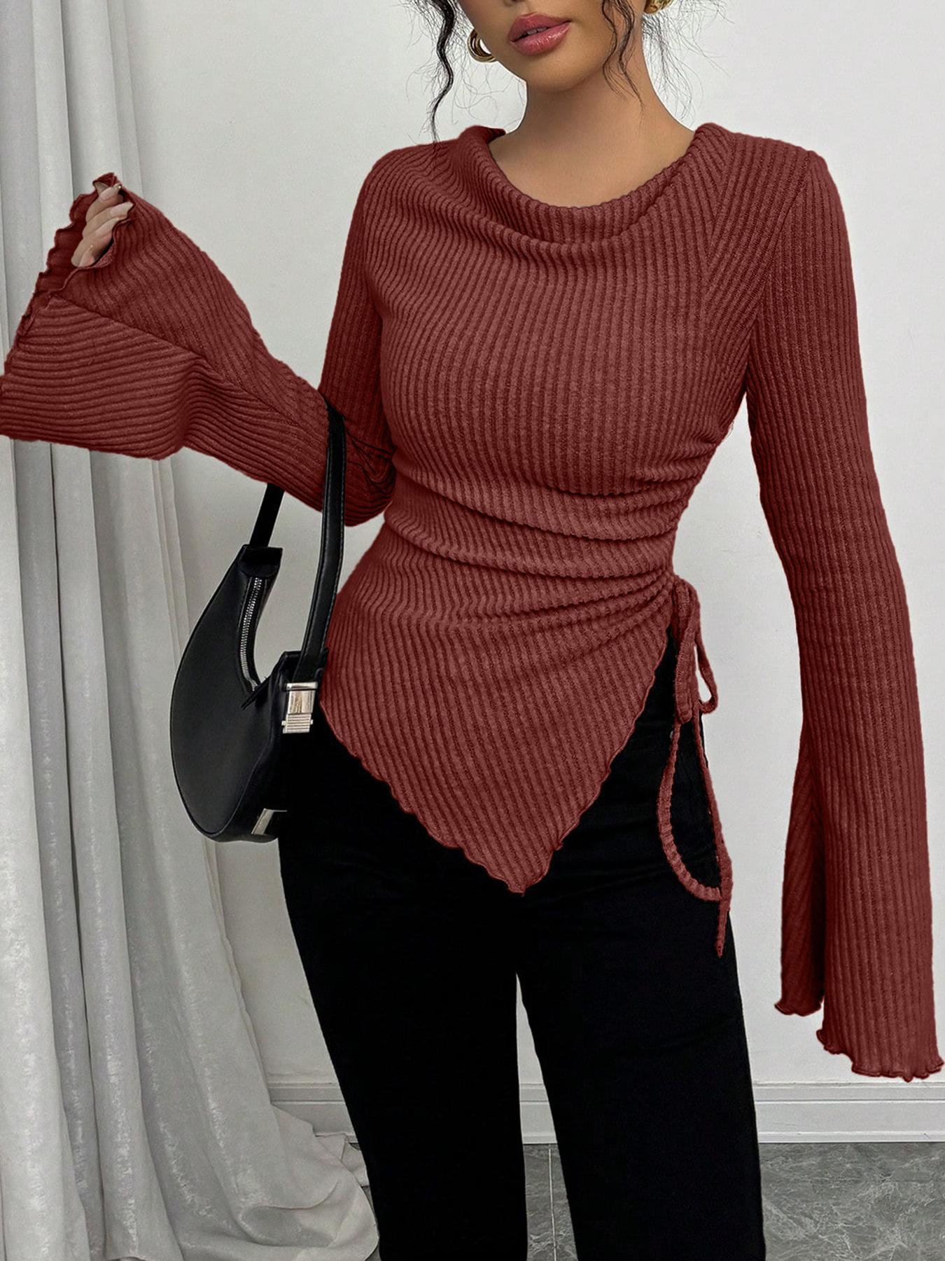 Women's Simple T-Shirt for Fall & Winter, Slim-Fitting Casual Top, Comfortable and Fashionable Everyday Wear