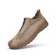 Men's Solid Color Mesh Zipper Toe Casual Shoes, Soft Sole, Non-Slip, Hand-Stitched, Breathable Slip-On Lazy Dad Shoes