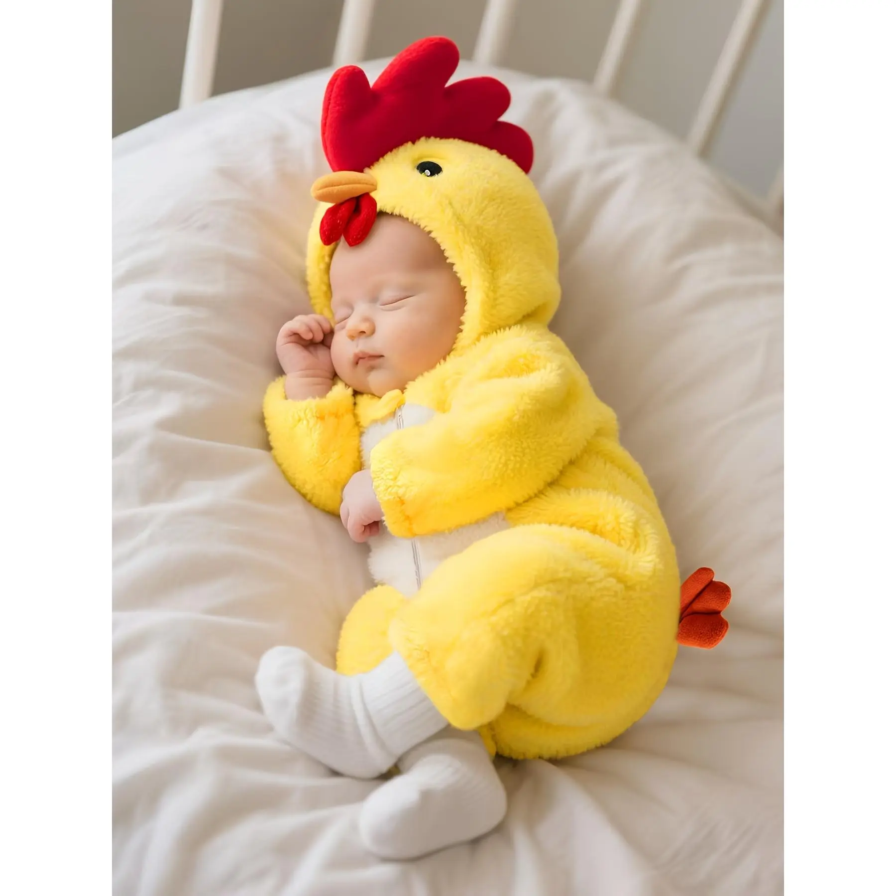 Tolo Rabbit Yellow Chick Jumpsuit - Soft Warm Winter Outfit with Chickens Feet & Beak, Easy On/Off Onesie, Machine Washable Photoshoots & Casual Attire, Perfect for, Outfit for Rabbit, Bunny, Bunny Outfits, Perfect for Outdoor