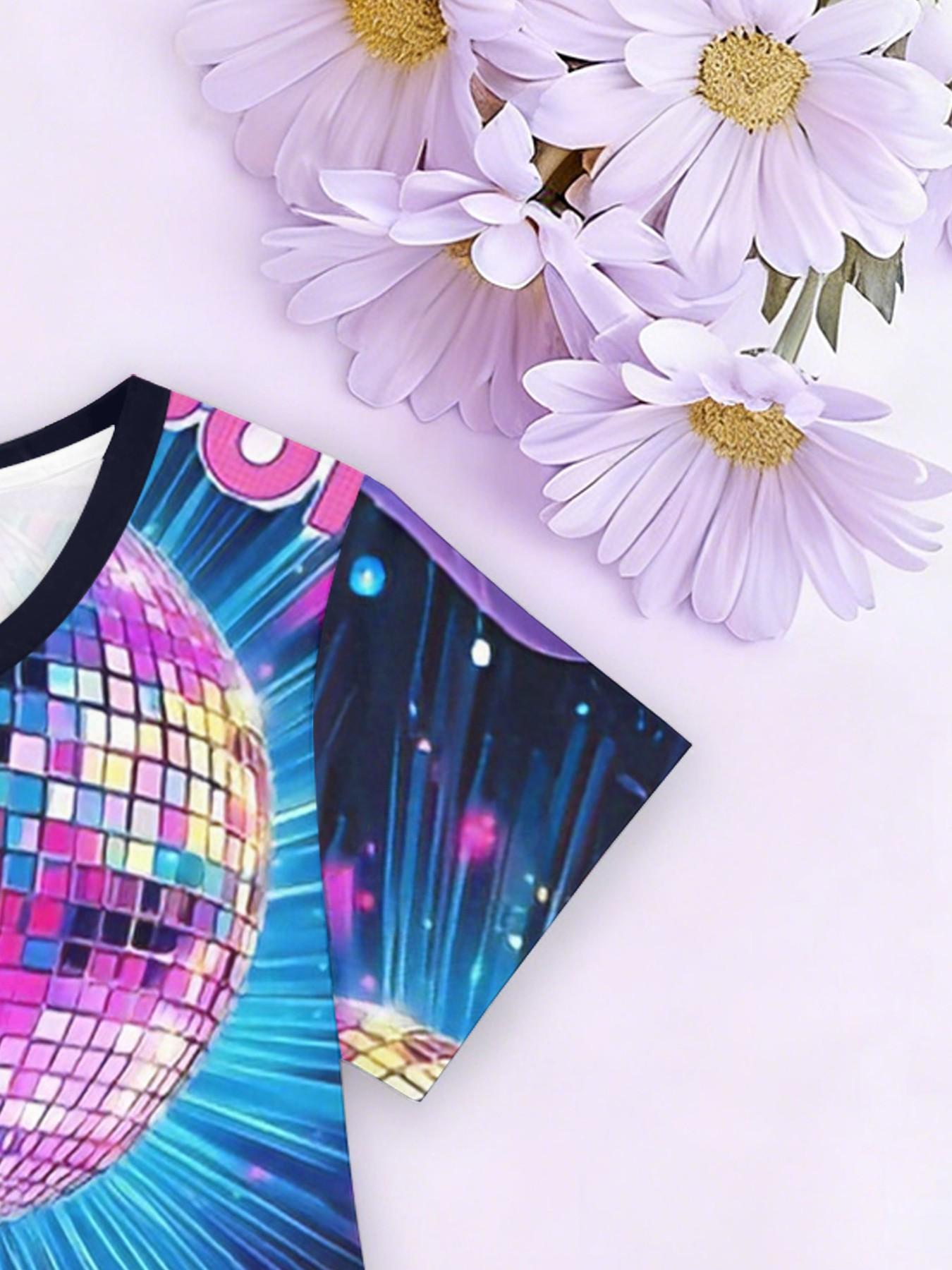 Girls' Witchy Disco Stage Dress, Q Version All-Over Print A-Line Skirt, Fashion Outdoor Wear, Birthday Gift, Festival Gift