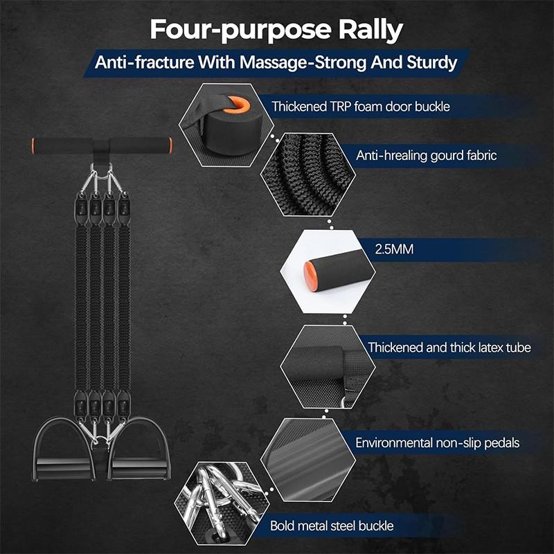 Multi-Functional Foot Resistance Band Set, Full Body Exercise, Sit-Up Aid, Leg and Abdominal Training, Stackable Home Gym Equipment