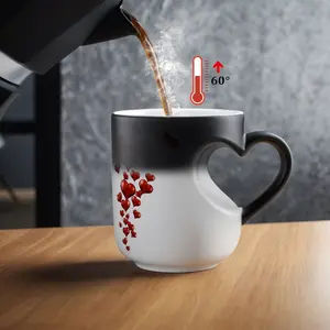 Magic Color Changing Heart Shape Mug, Heat Sensitive Coffee Mug, Perfect Mother’s Day Gift, Valentine’s Day Gift & Birthday Gifts for Her & Him, Drinkware