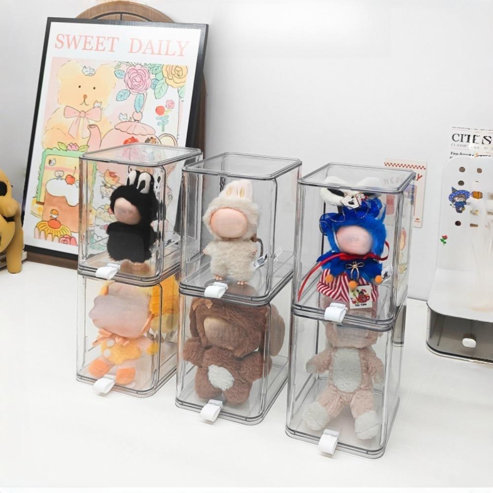 Large Transparent Pull-Out Display Case - Clear Collectible Storage Box, Suitable for Action Figures, Dolls, Boba. Dustproof Design - Ideal for Home, Office or Store Display, Elegant Appearance.