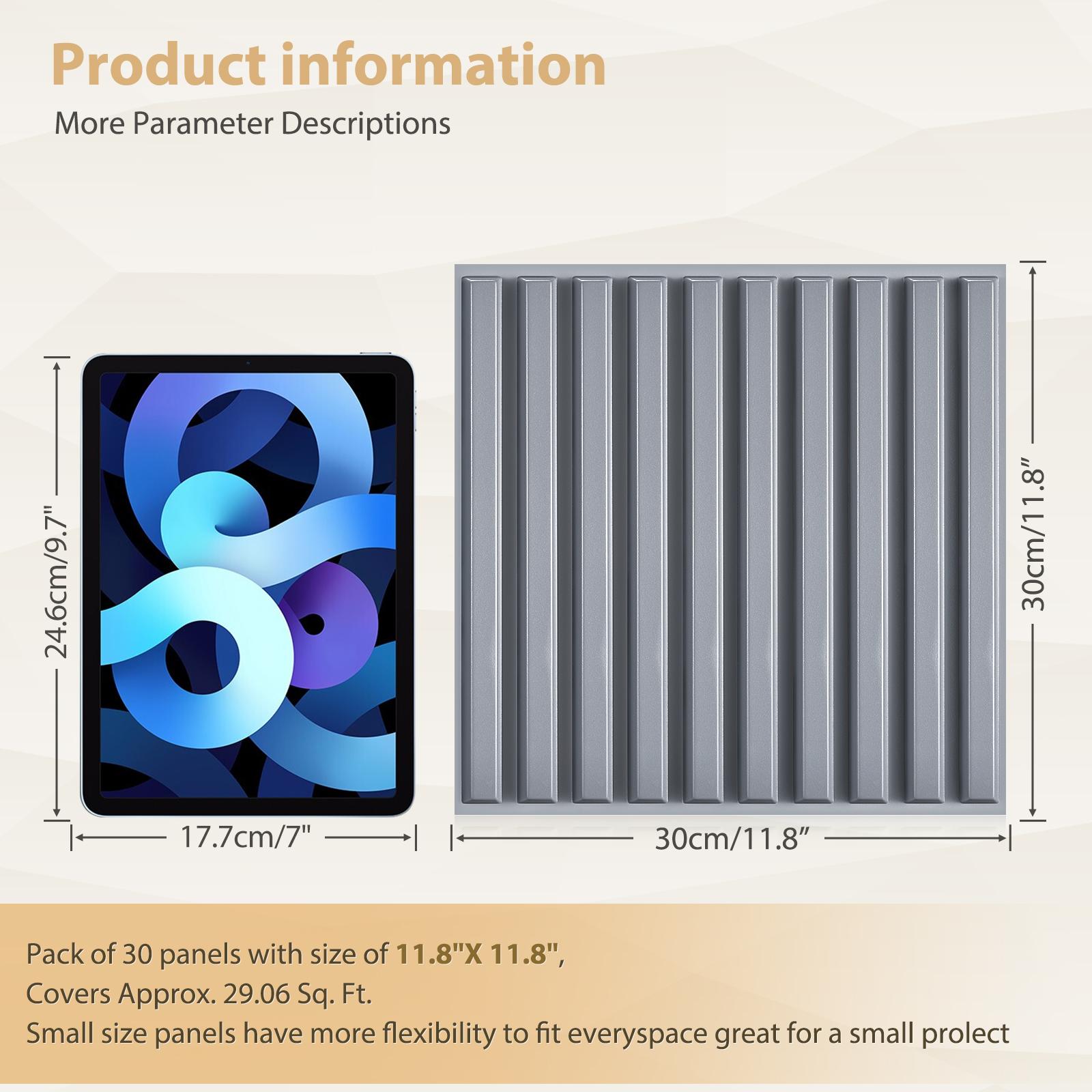 FLOLEOPA 3D Wall Panel Fluted Stripe Design PVC Waterproof Fireproof 11.8x11.8 Inches Decorative Modern Home Interior Vinyl Black for Living Room Bedroom Kitchen Dining Room Backdrop