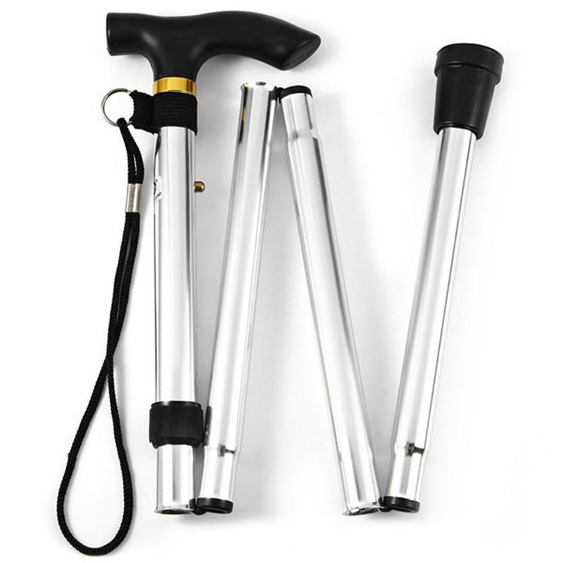 4-section Folding Ultra-light Adjustable Walking Stick, Telescopic Trekking Pole With Rubber Tip