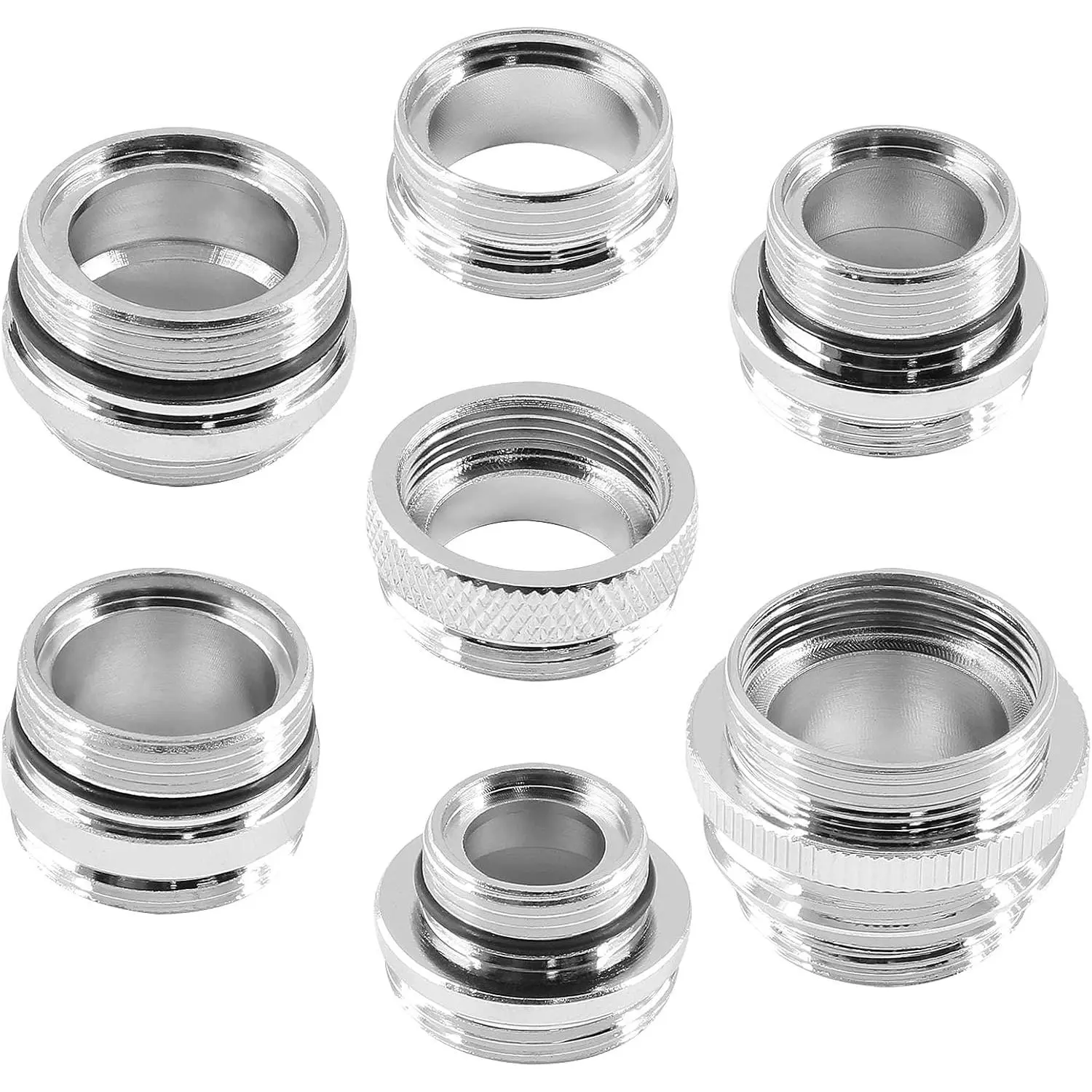 7-Piece Leak-Proof Multi-Size Brass Faucet Adapter Set - Male & Female Aerator Adapters with Diverter for Sink, Water Filter, Sink/Garden Hose