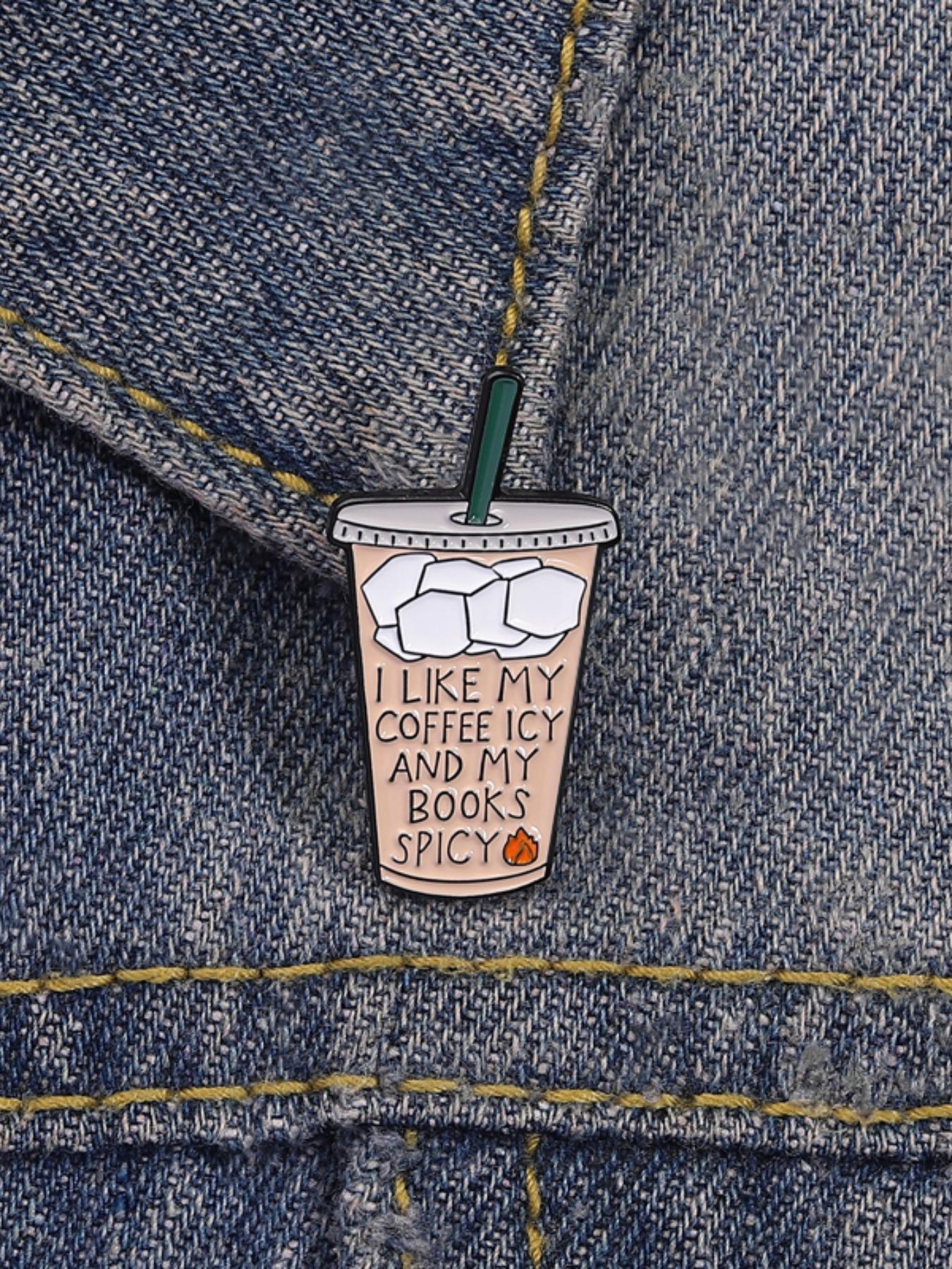 Coffee Reader Backpack Style Accessory, Ice Coffee Hot Book Preference Badge, Drink & Reading Fun Contrast Design, Unique Bag Charm