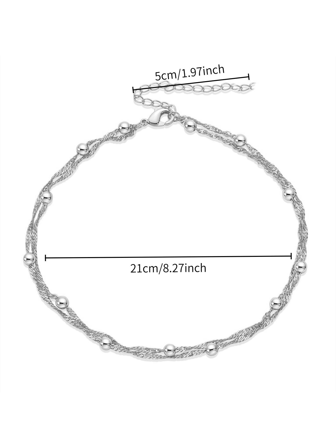 Bohemian-Style Women'S Ankle Bracelet with a Double-Layer Chain And Beads, Waterproof Alloy Elegant Anklet Bracelet for Women - Matte Finish, Daily & Gift Occasion, All Seasons Compatible, Beach-Friendly Jewelry