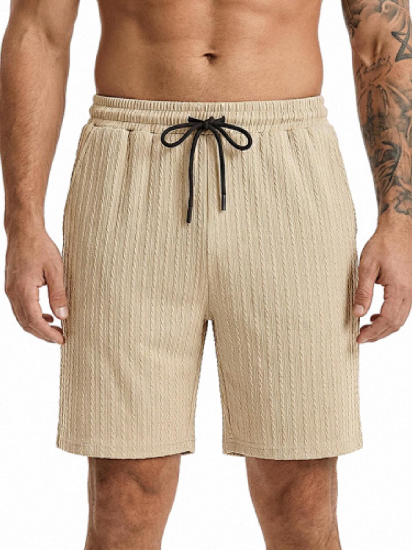 Men's Summer Three-Dimensional Texture Loose Five-Panel Shorts! Elastic drawstring waistband for non-restrictive fit, breathable and quick-drying, ideal for home, vacation, and daily wear