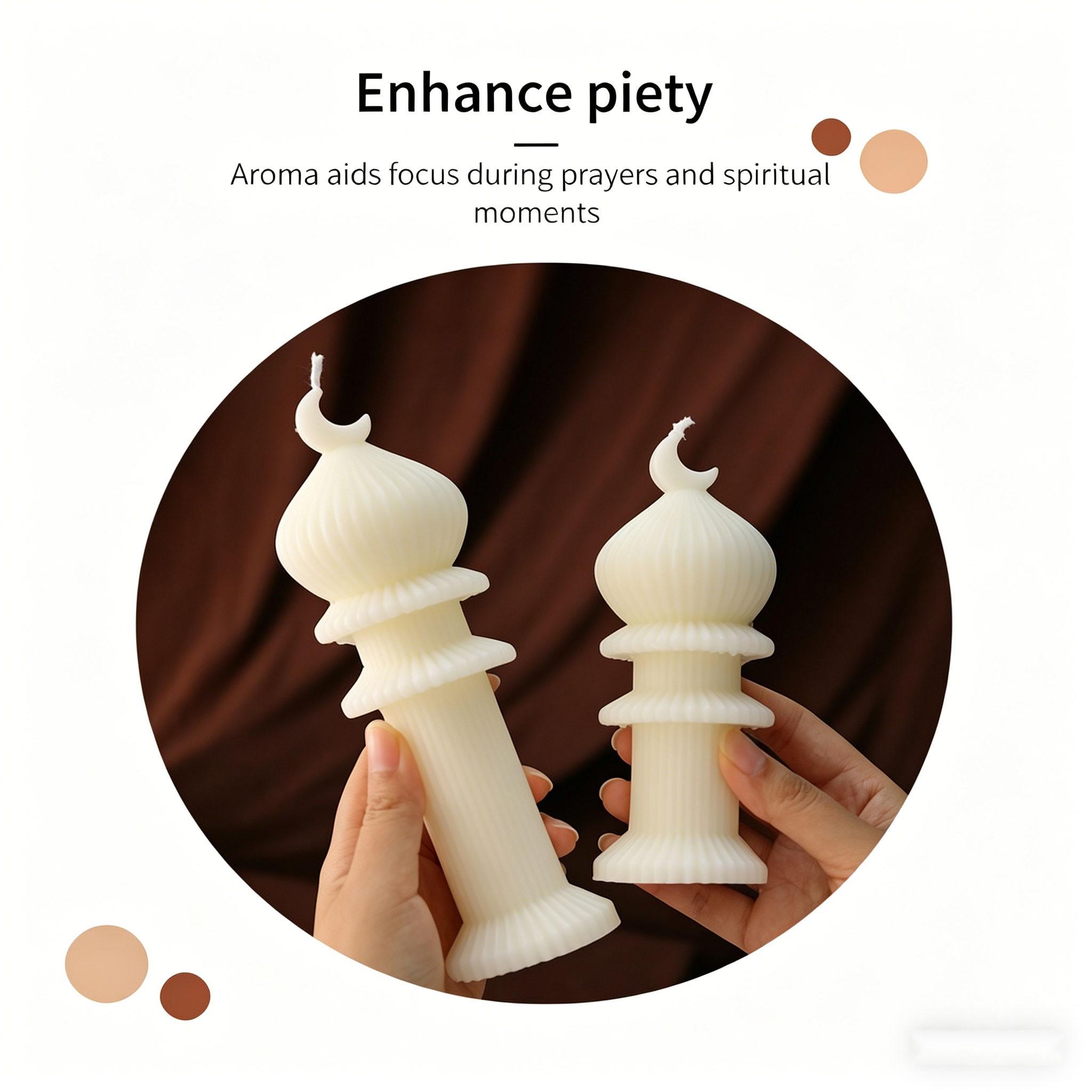 2pcs Islamic Theme Aromatherapy Candles, Soy Wax, Smokeless, Long-Lasting Scent, Decorative, Gift, Perfect for Ramadan, Home, Soft Furnishings