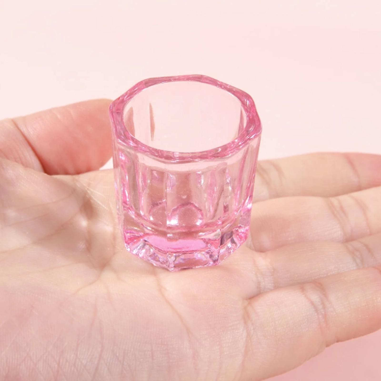 Nail Art Acrylic Nail Brush Cleaning Cup 2-Piece Set Glass Crystal Bowl Grinding Bowl Transparent Glass Gel Mixing Cup Nail Art DIY Palette Crystal Powder Mixer Professional Nail Care Tool Cute Creative Gift