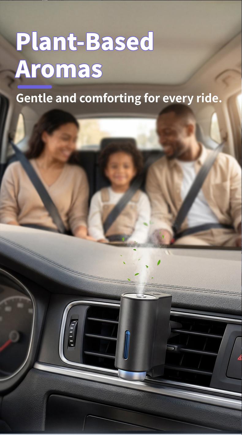 Smart Car Fragrance Diffuser, Air Purifier for Cars, Essential Oil Diffuser, Air Freshener, Includes 3 Bottles, Perfect Gift for Holidays and Birthdays