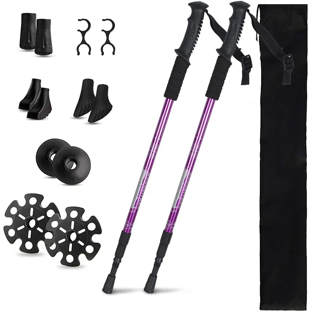 Collapsible Trekking Poles with EVA Grips | Adjustable Aluminum Hiking Poles, Quick Locks, All-Terrain, Walking Sticks for Men & Women