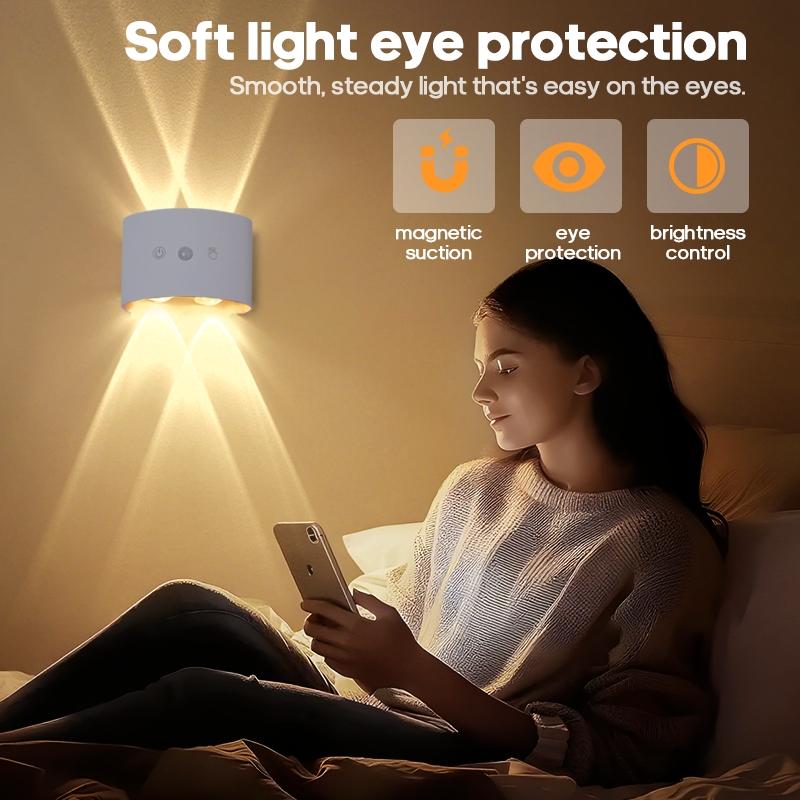 Rechargeable Wireless Wall Sconce with 3 Color Temperatures, Magnetic Mount, USB Charging, Touch Control for Bedroom, Indoor Use, Modern Minimalist Design, Rechargeable Wall Light, Bedroom Lighting, Sleek Wall Light, Touch Control Light