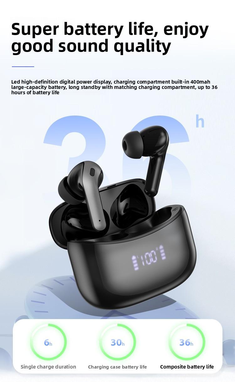 Digital in-ear noise reduction wireless headset Bluetooth link Deep Bass Stereo Earbuds stable fit ip7 waterproof