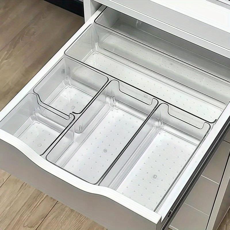 2-piece plastic storage box set - stackable drawer and desktop organizer separated, no assembly required, free combination modular system, suitable for cosmetics, office, kitchen, bathroom, wardrobe - transparent drawer organizer box